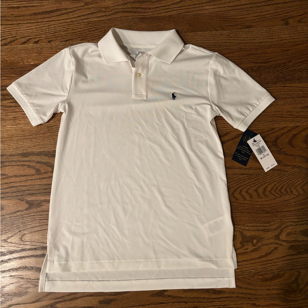 Boys White Polo Ralph Lauren Performance Jersey Polo shirt